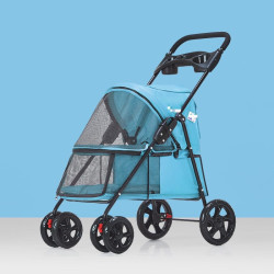 Pet Dog Stroller, Quick Folding, Shockproof with 2 Front Swivel Wheels & Rear Brake Wheels, Cup & Storage Bags Holder, Puppy Jogger Carrier