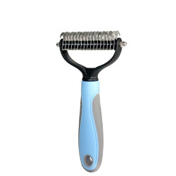 Pet Grooming Tool 2 Sided Undercoat Rake for Cats & Dogs - Safe Dematting Comb for Easy Mats & Tangles Removing -Pet Brush-Cat Grooming-Grooming Tool